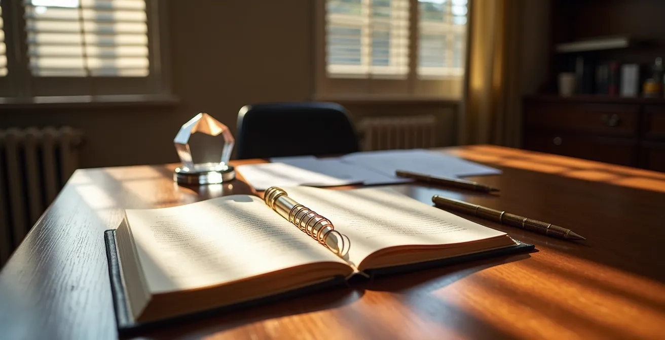 Bureau élégant avec calendrier et documents financiers suggérant la planification fiscale