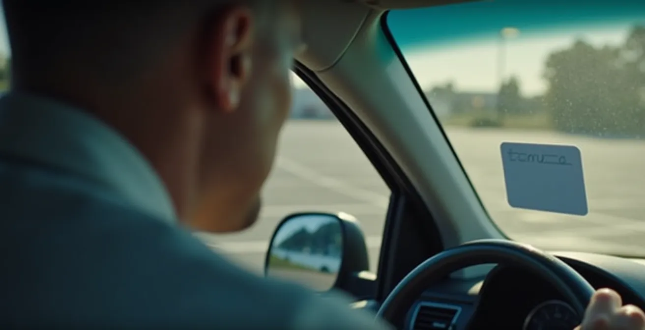 Agent de police vérifiant une carte de stationnement sur un pare-brise