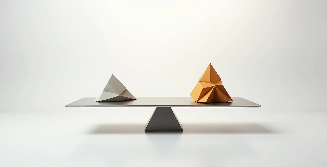 Graphique comparatif montrant les revenus avec et sans taux plein à la retraite, symbolisés par des formes géométriques.