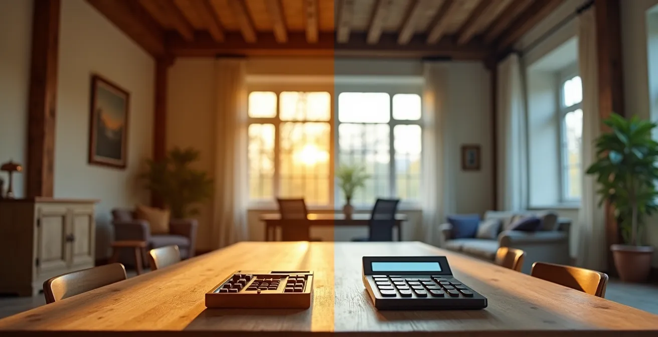 Visualisation comparative des régimes fiscaux IR et IS pour une SCI familiale à travers des éléments architecturaux symboliques